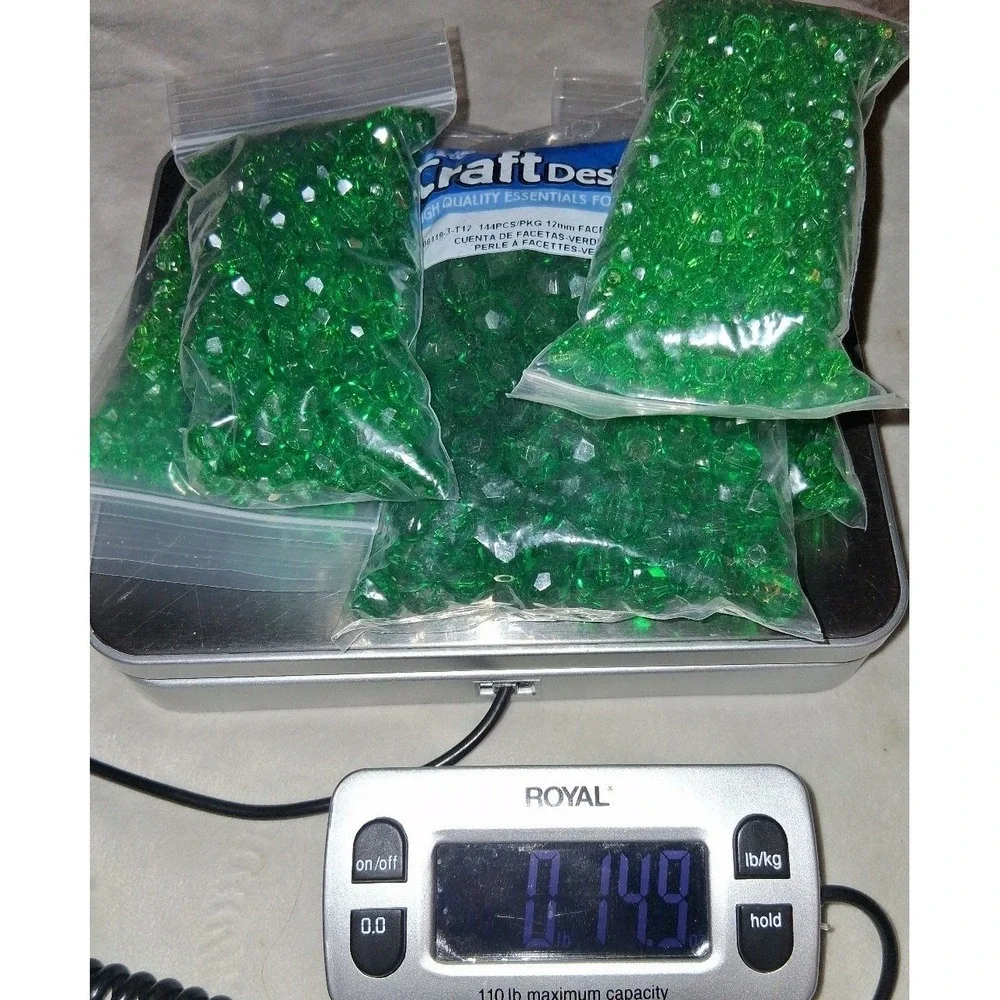 Darice Craft Designer Christmas Green Faceted Acrylic Beads Bulk Lot 14.9 oz